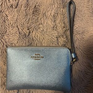 Coach Metallic blue Wristlet